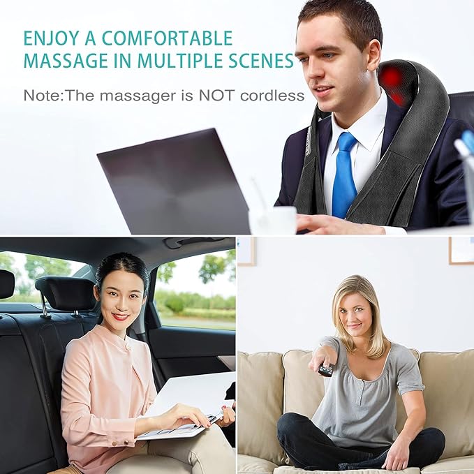 AERLANG Shiatsu Back and Neck Massager, Back Massager Deep Tissue Kneading Neck and Shoulder Massage with Heat, Electric Massage Pillow Fathers Day Gift Ideas from Daughter Son(NOT Cordless)