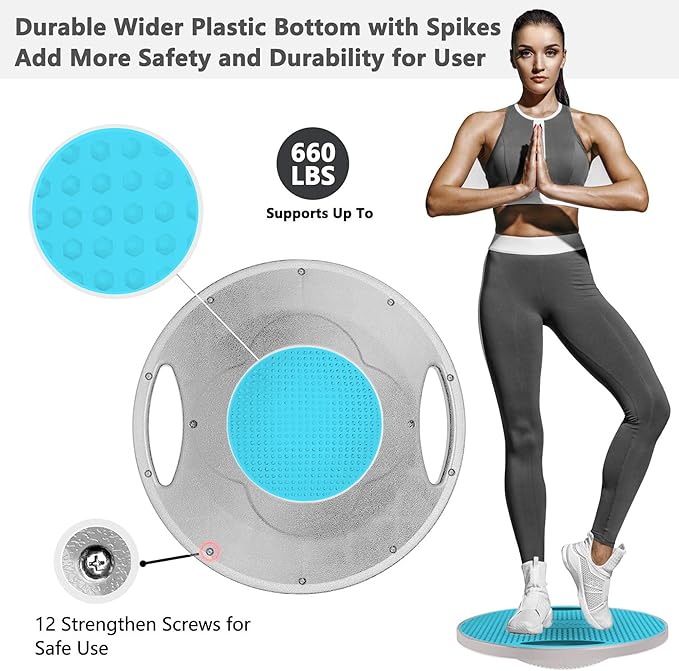 EVERYMILE Wobble Balance Board, Exercise Balance Stability Trainer Portable Balance Board with Handle for Workout Core Trainer Physical Therapy & Gym No-Skid Surface
