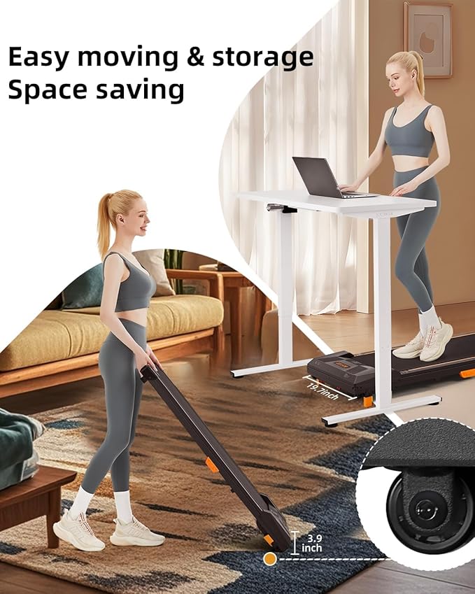 Walking Pad Treadmill, BestGod Incline Under Desk Treadmill 330lbs Capacity, 2.5HP Portable Treadmills for Home, Compact Treadmills Mini Running Machine with Remote Control