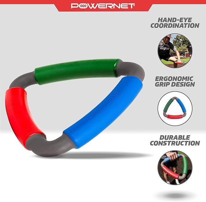 PowerNet Tri-Action Catch, Multi-Color Foam Speed and Agility Training Equipment for Football, Baseball & Softball, Triangle Hand Eye Coordination Training Aid to Improve Reaction Time & Reflexes