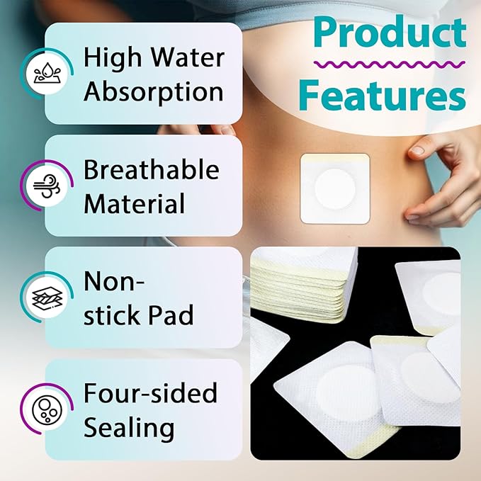 125 Pcs Castor Oil Patches for Belly Button, Self-Adhesive Disposable Castor Oil Pack Wrap with Cotton, Highly Absorbent Core, Breathable and Soft (Patch Only (Oil Not Included))