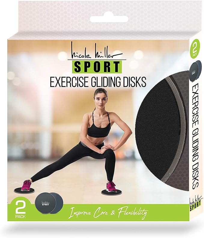 Nicole Miller Exercise Sliders for Fitness Workout [2PK], Double Sided Gilder Strength Slides Discs Work Smoothly on Any Surface for Stretch Strength Core Exercise