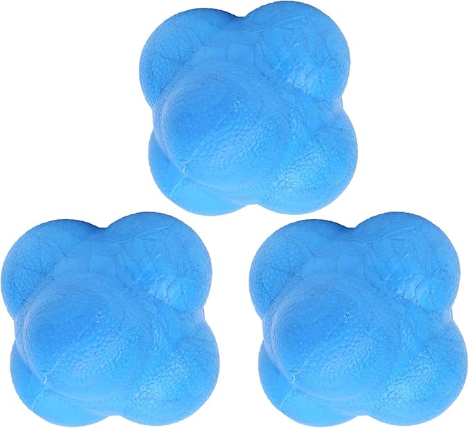Reaction Ball Set 3Pcs TPR Hex Bounce Training Balls for Agility Reflex Exercise Sports Fitness Boxing Baseball Basketball Durable Portable 2.8x2.2x2.2in