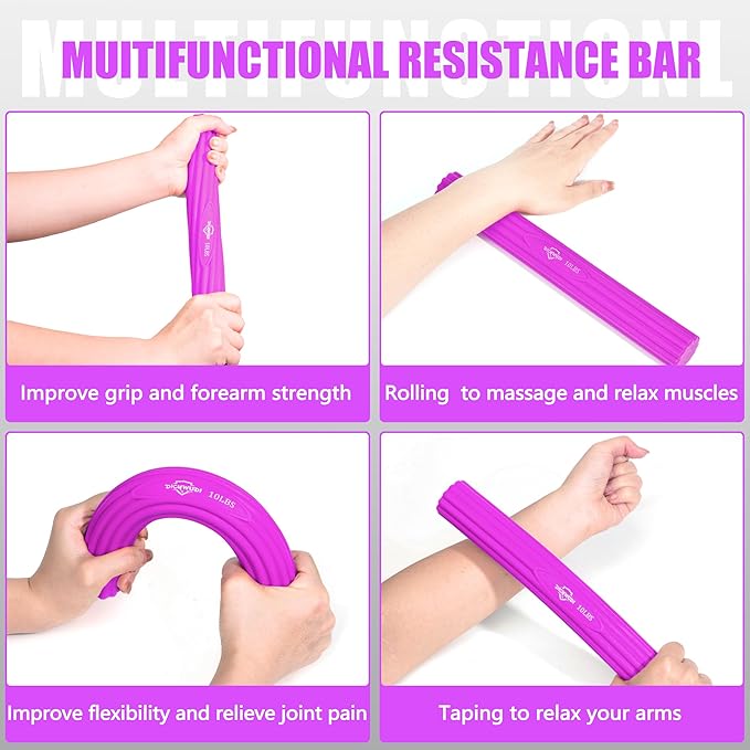 Flex Therapy Bar and Grip Strength Trainers Set, Physical Therapy & Resistance Bar for Golfers Elbow,Tendinitis,Wrist,Forearms Pain, Improve Grip Strength and Relieve Pain