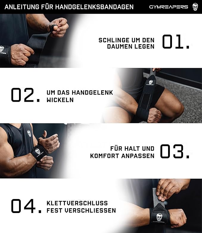 Gymreapers Weightlifting Wrist Wraps (IPF Approved) 18" Professional Quality Wrist Support with Heavy Duty Thumb Loop - Best Wrap for Powerlifting Competition, Strength Training, Bodybuilding