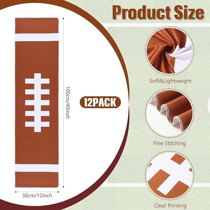 12 Pcs Cooling Towel Baseball Football Basketball Breathable Chilly Softball Soccer Ice Towel, 40"x12" Tennis Microfiber Accessories for Player