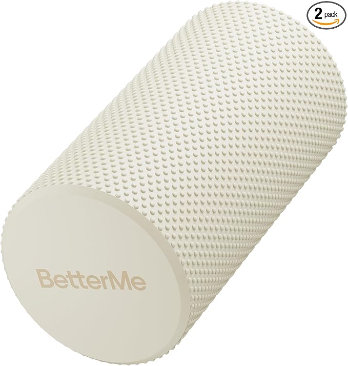 BetterMe Foam Roller for Muscle Recovery – High Density Exercise Roller for Back &Legs – Deep Tissue Massage Roller for Tension, Relief & Stretching (Ivory)