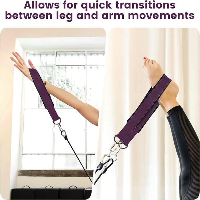 2PCS Comfortable Enhanced Thickness Pilates Double Loop Strap - D-Ring Strap for Home Gym & Yoga Workout Accessories