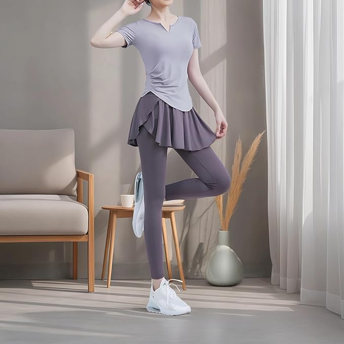 4-Piece Women'S Pilates Set, Includes Yoga Short Sleeve Top, Tank Sports Bra, Polyester/Spandex, Size Xxl For 135-150