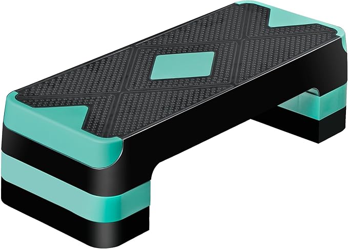 Smartxchoices 27'' Aerobics Stepper Workout Step Platform with 4 Risers 4"-6"-8" Height Adjustable, Non-Slip Fitness Exercise Workout Trainer for Cardio, Core, Strength Training,Home Gym