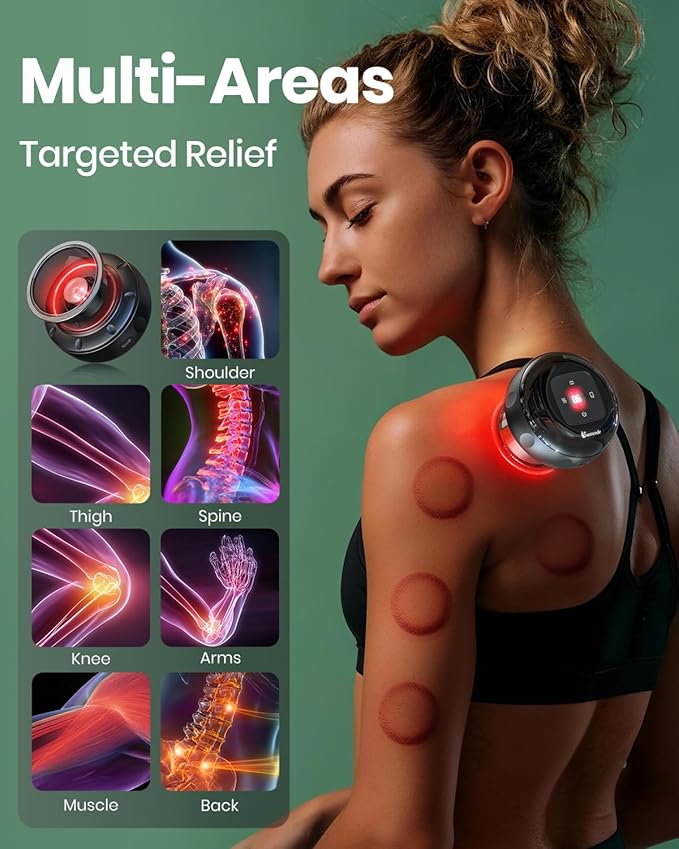1 Pack 5-in-1 Smart Cupping Therapy Massager, Electric Cupping Device with Red Light, Dynamic Cupping Therapy Set with 12-Level Suction & Heat, Cupping Machine for Muscle Pain Relief, Knots, Soreness