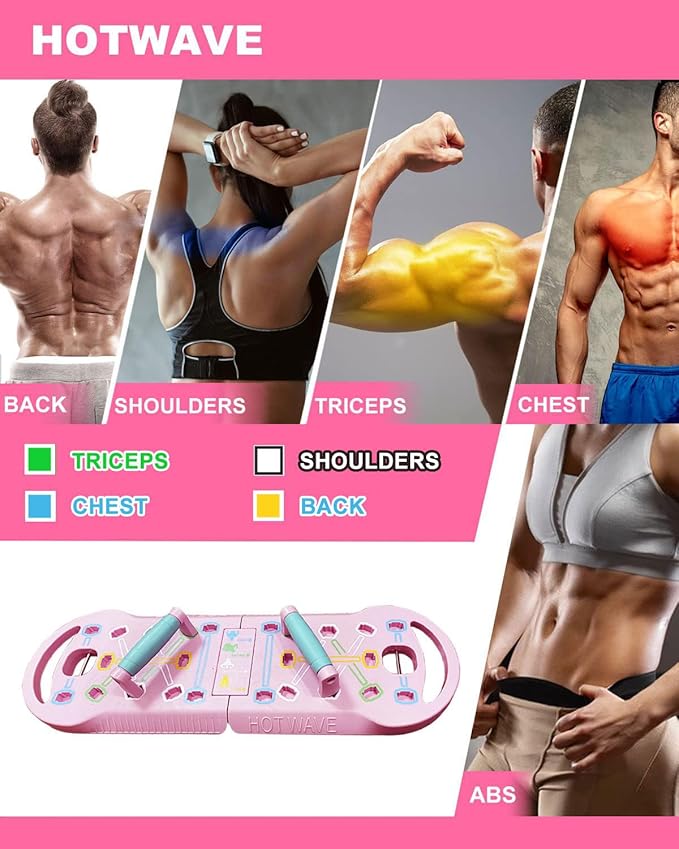 HOTWAVE Portable Exercise Equipment with 16 Gym Accessories,20 in 1 Push Up Board Fitness,Resistance Bands with Ab Roller Wheel,at Home Workout for Men