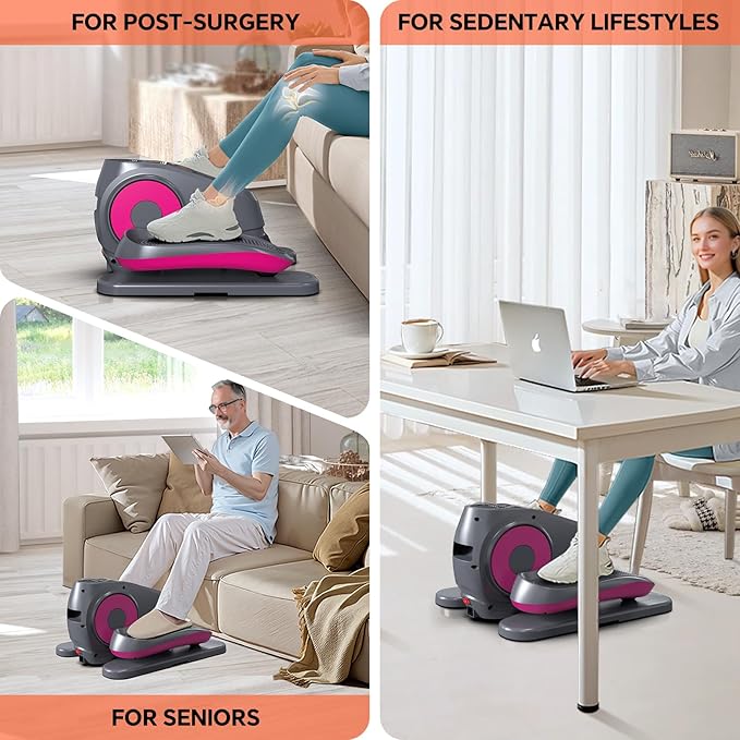 2025 Under Desk Elliptical Machine, Electric Ellipse Leg Exerciser Pro As Seen On TV with 16 Adjustable Speed, Quiet and Fully Assembled with Remote Control & Non-Slip Foot Straps White New