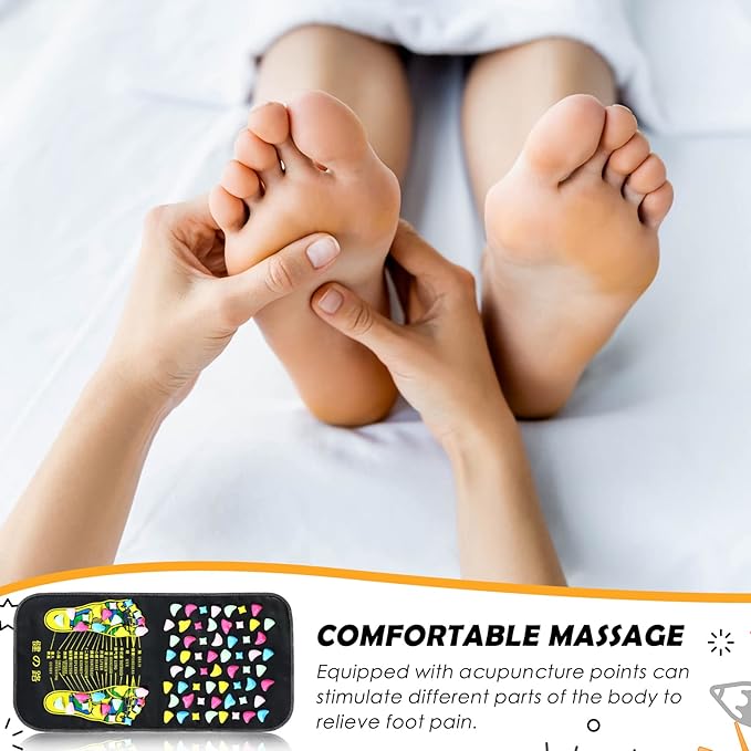 TrelaCo Foot Massage Mat Reflexology Walk Stone Road Foot Massage Acupoint Mat for Acupressure Relaxes for Long Sitting Elderly Students and Office Workers (27.56 x 13.78 Inches)