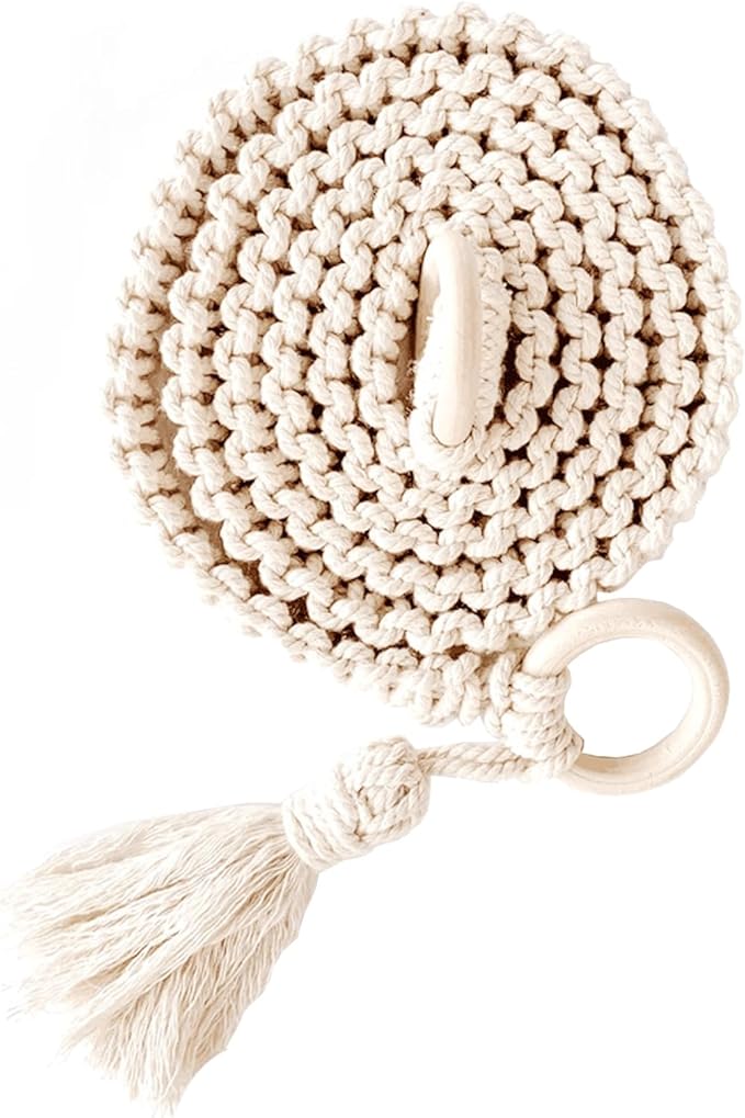 Mollensiuer 1Pc Adjustable Handwoven Yoga Mat Strap, Cotton, Beige, Fabric, Simple Style