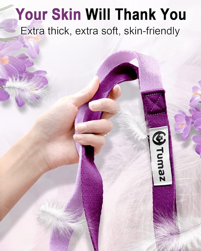 Tumaz Stretching Strap - 10 Loops & Non-Elastic Yoga Strap - Perfect Home Workout Stretch Strap for Physical Therapy, Yoga, Pilates, Flexibility