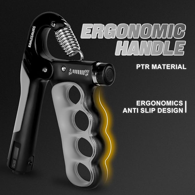 Grip Strength Trainer, Adjustable Resistance Forearm Strengthener with 11-220Lbs (5-100KG), Digital Counter, Ergonomic Hand Gripper Strengthener for Musicians, Athletes & Injury Recovery