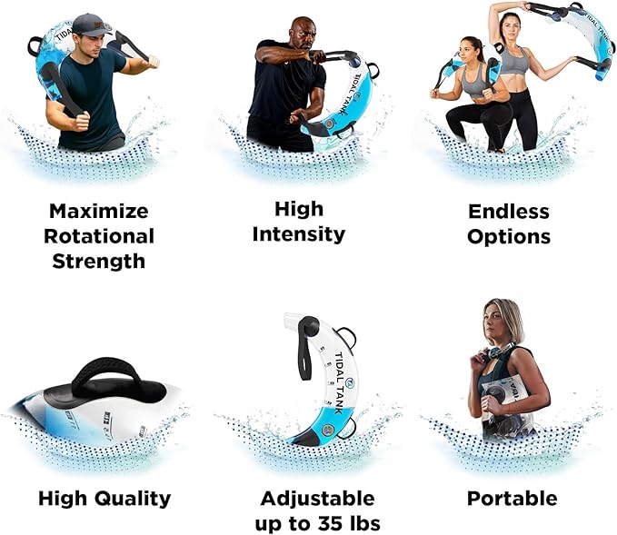 Tidal Tank Tube - The Original Aqua Bag - Water Weight Bag up to 79 lbs - Adjustable Workout Sand Bags Weights Alternative - Portable Sandbag Fitness Equipment Set, Home Exercise Gym - Including App