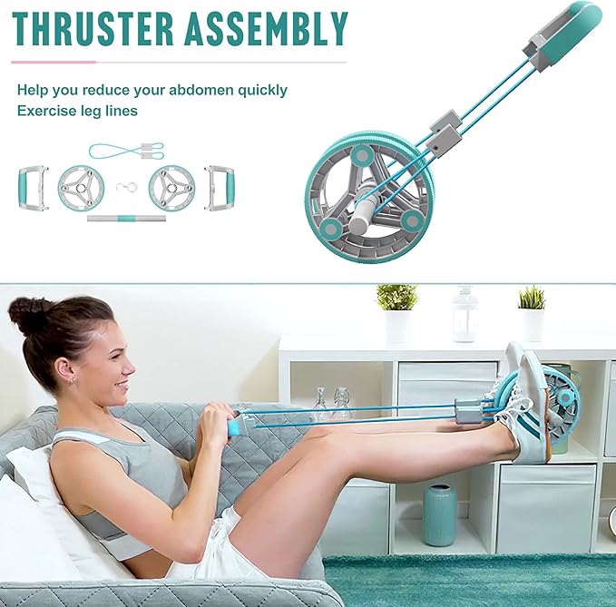 Elevens Ab Roller Wheel for Training Abdomen & Core Strength, 14-in-1 Exercise Equipment for Abs Workout at Home Gym Fitness Yoga for Women（Green)