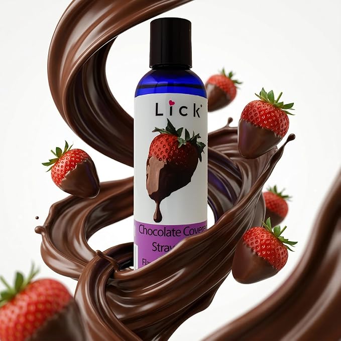 Lick Chocolate Covered Strawberries Massage Oil – Gourmet Dessert Edible Massage Oil with Almond Oil & Vitamin E, Luxurious Glide for Romantic Couples Massage, 4 oz