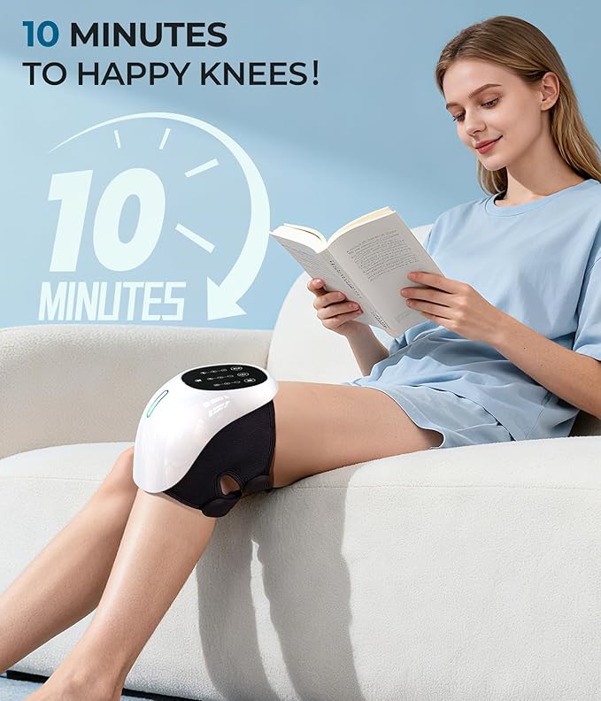360° Kneading Cordless Knee Massager, with 1-Second Heat & Red Light Therapy | 3 Modes, Fits Knee Circumference 12–14 inch | Joint Pain Relief, Ideal for Athletes, Seniors, Active Adults