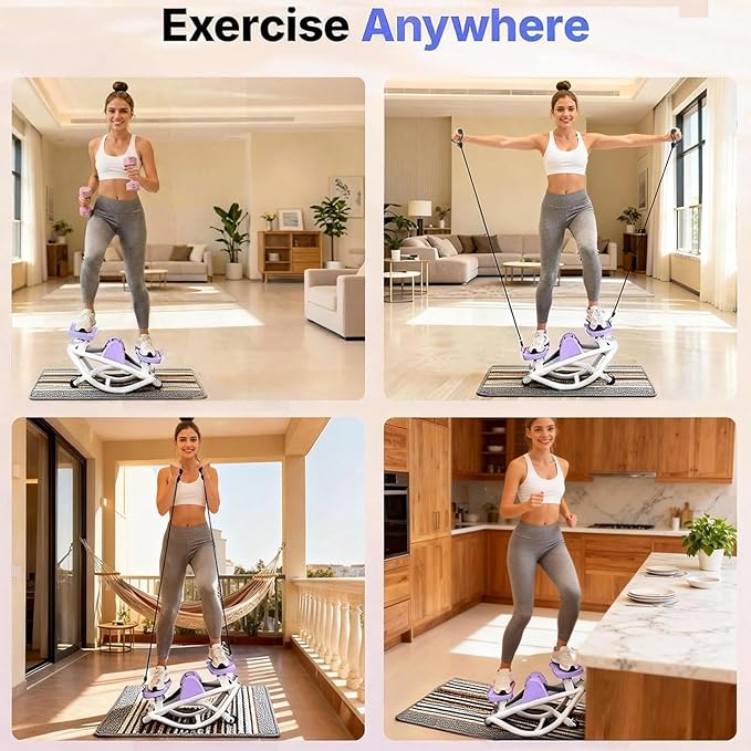 Rock Stepper for Exercise at Home, Lateral Rocking Stepper with Digital Counter & Resistance Bands, 330 LBS Weight Capacity & Low Impact, Ski Machine Full Body Workout Equipment