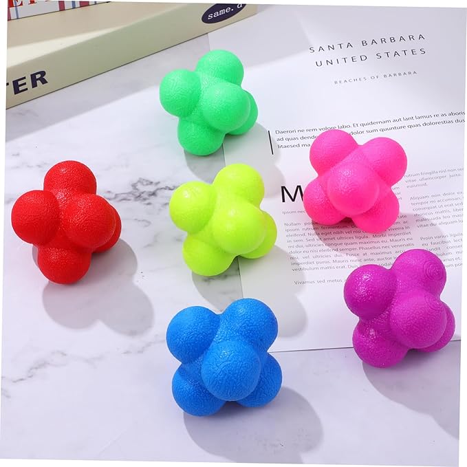 6 Pcs Hexagonal Reaction Balls Colorful Agility Balls for Sports Training Reflex Coordination and Reaction for Soccer Basketball Volleyball Football Exercises