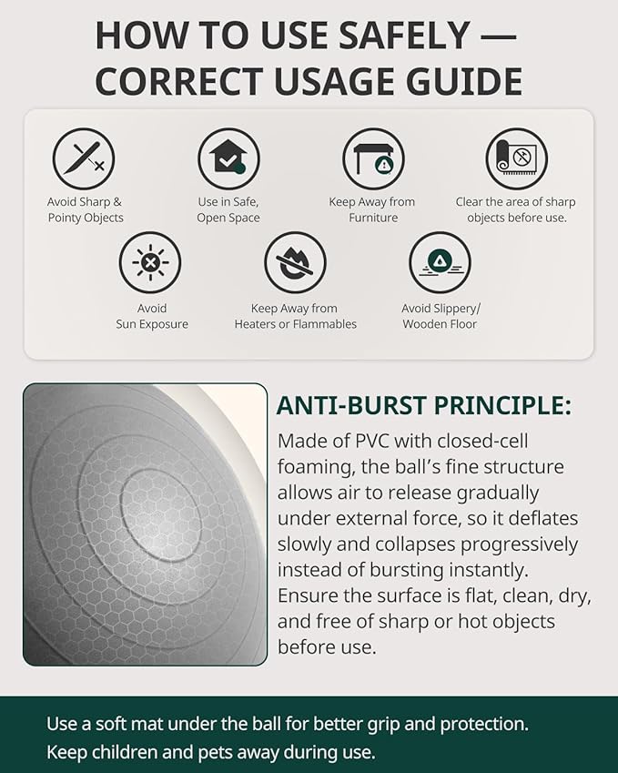 Trideer Exercise Ball Yoga Ball,Office Seating & Balance Ball Chair, Stability Ball for Pilates, Physical Therapy,Core Training & Balance Improvement & Stretching