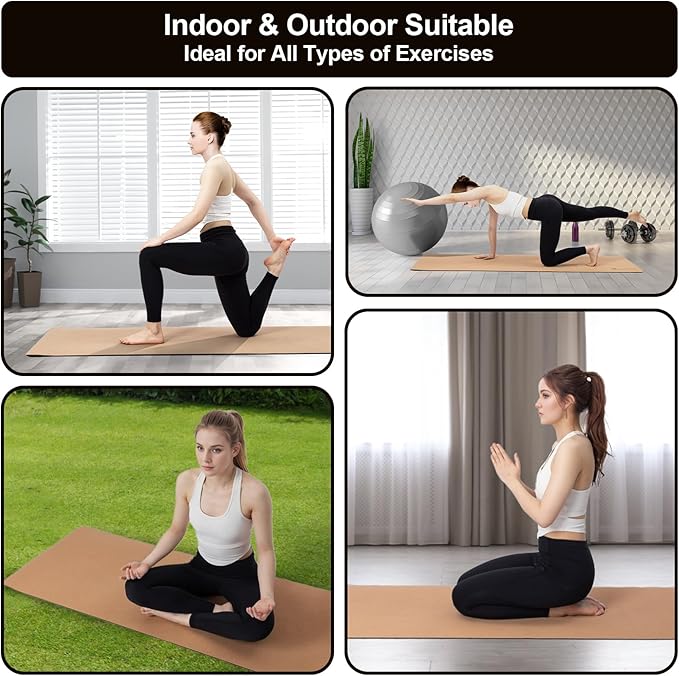 StrongTek Cork Yoga Set – Eco Yoga Mat + XL Foam Wedge Blocks, Non-Slip, Supportive & Cushioned for Hot Yoga, Stretching & Balance Training
