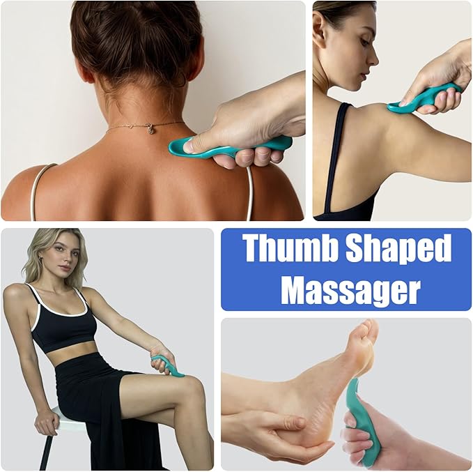 Manual Trigger Point Massage Tool & Thumb Saver, Include Thumb Shaped Massager & 3-Legged Massage Knobs, Handheld Self-Massage Tool for Full Body Deep Tissue, Muscle Pain, Knots & Stress Relief