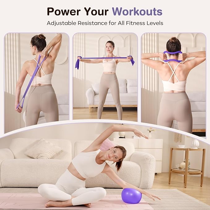 Pilates Kit 13Pcs Home Pilates Essentials Workout Kit with 13" Ring, 10" Ball and Resistance Bands for Women at Home Pilates Equipment Set for Beginners