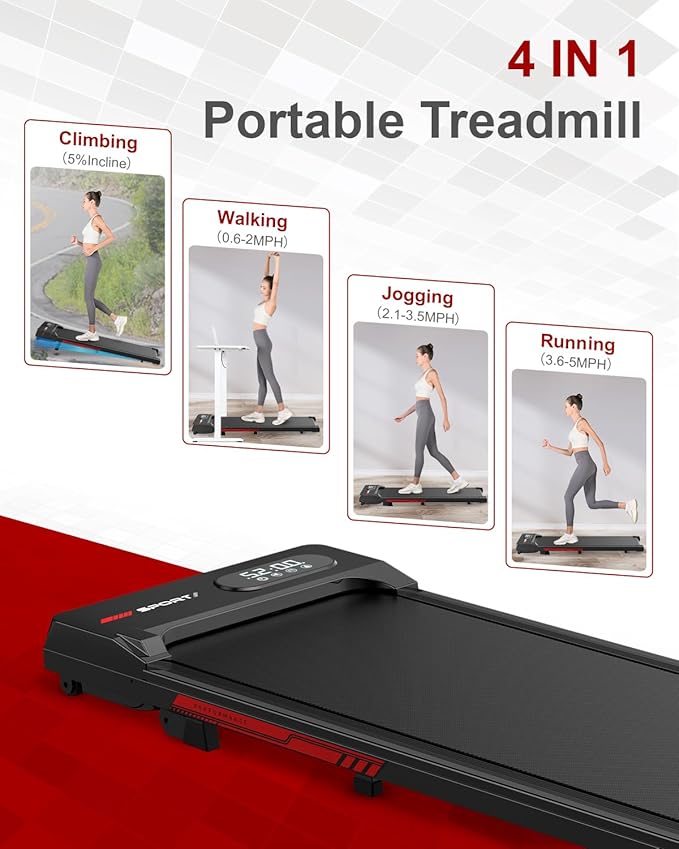 Walking Pad Treadmill with Handle Bar,Walking Pad with Incline 8%,2.5HP Quiet Under Desk 320 lbs 2 in 1Treadmills for Home Office,Compact Foldable Walking Pad,Remote Control&LED Display