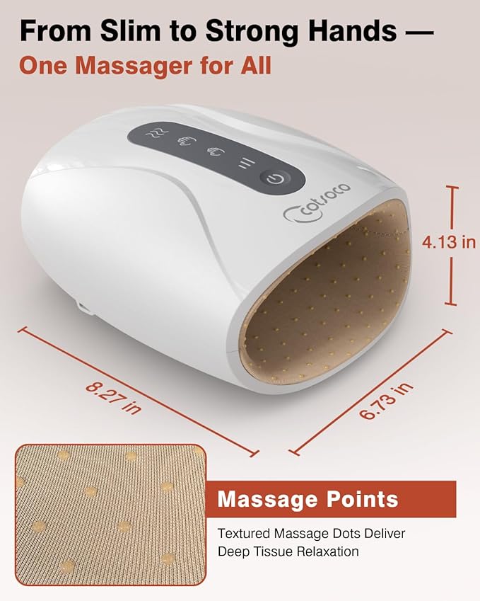 cotsoco Hand Massager, Cordless Electric Hand Massager for Arthritis and Carpal Tunnel, 6 Levels Therapy Massager with Heat and Compression, Birthday Gifts for Women Husband, Gifts for Men Women