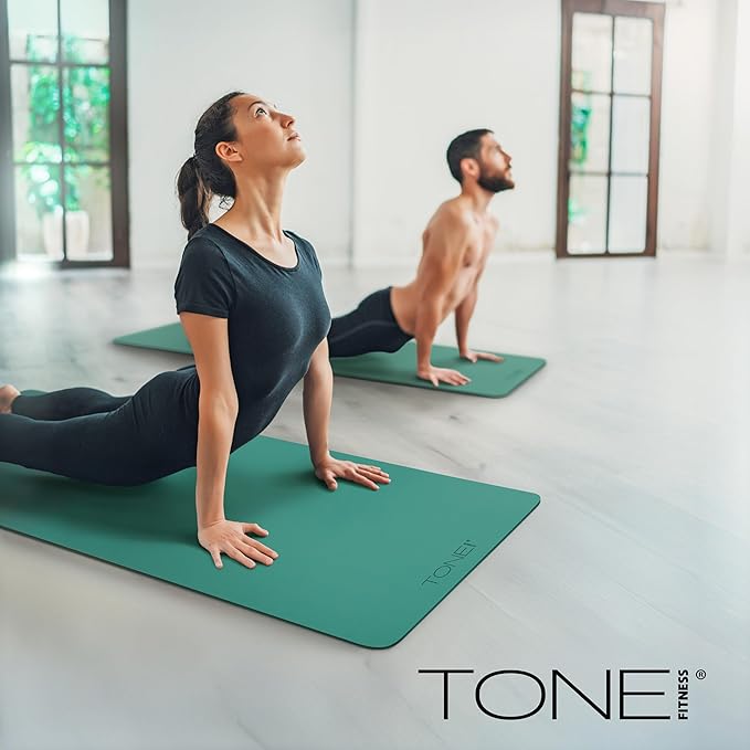 TONE Fitness Yoga Mat 1/4" Thick Non Slip Exercise & Pilates Mat for Home Workouts with Carrying Strap | Multiple Options