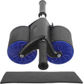 Toyvian Automatic Rebound Two-wheel Ab Roller with Knee Pad, Blue Abdominal Fitness Wheel for Home Gym Exercise and Belly Muscle Training