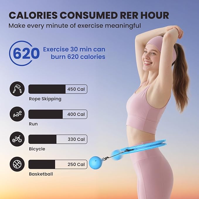 Weighted Infinity Exercise Hoop - 64in 30 Links Smart Hoop for Adult Weight Loss, Plus Size Low-Impact Fitness Hoop for Beginners & Women