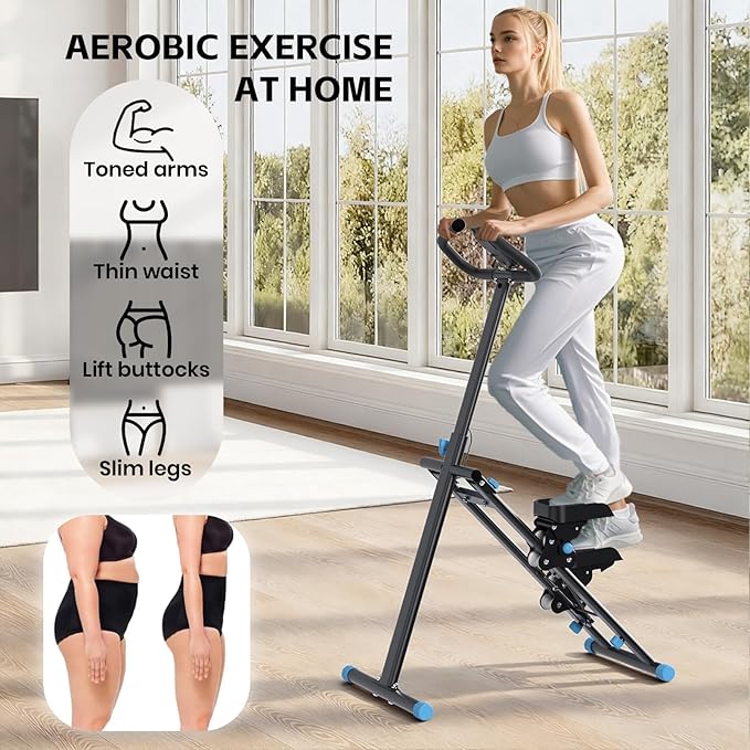 Stair Stepper for Home, Stair Master for Exercise at Home Folding Stair Stepper for Full-Body Workout Compact Stair Climber with Resistance/Phone Holder/Adjustable Handlebar & Pedals