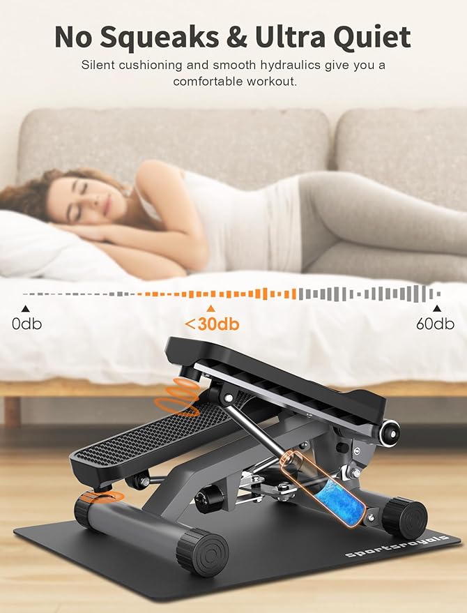 Sportsroyals Stair Stepper,Twist/Mini Stepper for Exercise at Home,Step Machine with Resistance Bands for Full Body Workout, 350lbs+ Capacity