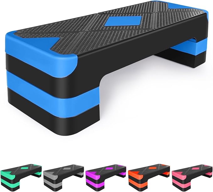 Exercise Workout Aerobic Step Platform Trainer, 27" Aerobic Stepper with 4"-6"-8" Adjustable Height Risers