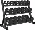 Rubber Hex Dumbbells with Rack 350/450/550 LBS - Free Weights Dumbbell Set Home Gym Equipment Exercise & Fitness Dumbbells for Strength Training