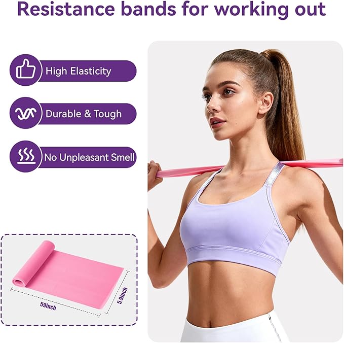 Pilates Kit for Women,15 Inch Magic Circle, 6 Multi-Level Resistance Bands,Yoga Ball Socks, Back Neck Stretcher ,14-Piece Full Body Toning Pilates Equipment for Beginners, 15 Min Daily Routine