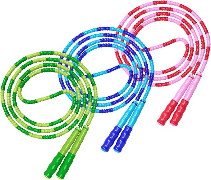 Leeboom Jump Rope, Adjustable Length Tangle-Free Segmented Soft Beaded Skipping Rope, Fitness Jump Rope for Kids, Man, and Women Weight Loss 9.2 Feet