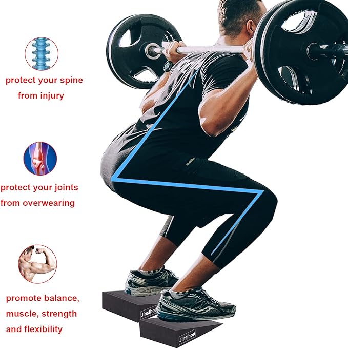 Squat Wedge Block Non-Slip Slant Board Calf Stretcher, 2pcs Ankle Knee Leg Stretcher, Heavy Duty Incline Ramp for Heel Elevated Squat, ATG Split Squat, deadlift, Lunge, Yoga, Pilates, Physical Therapy