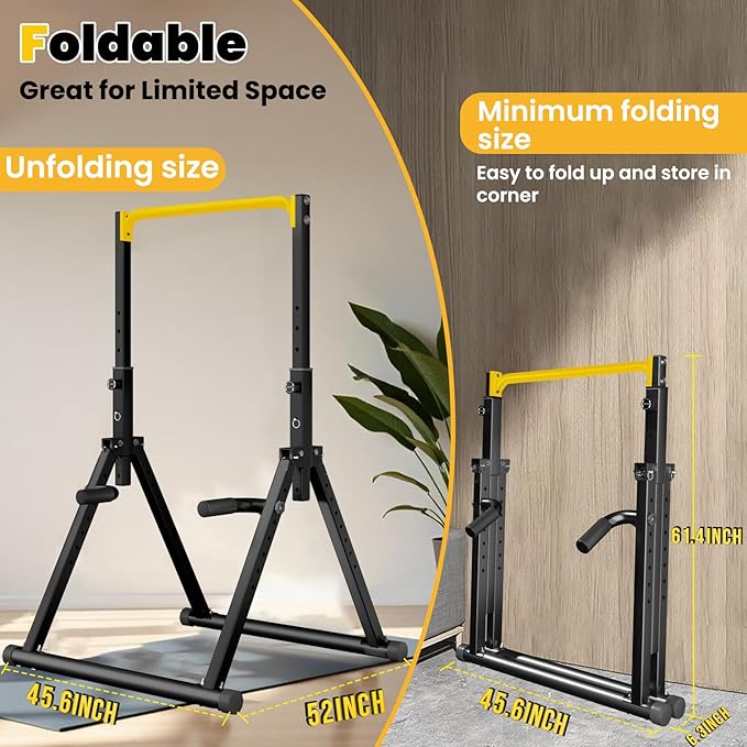 DOBESTS Power Tower Pull Up Bar Free Standing, Adjustable Foldable Pull Up Station, Home Gym Strength Training Equipment 700LBS