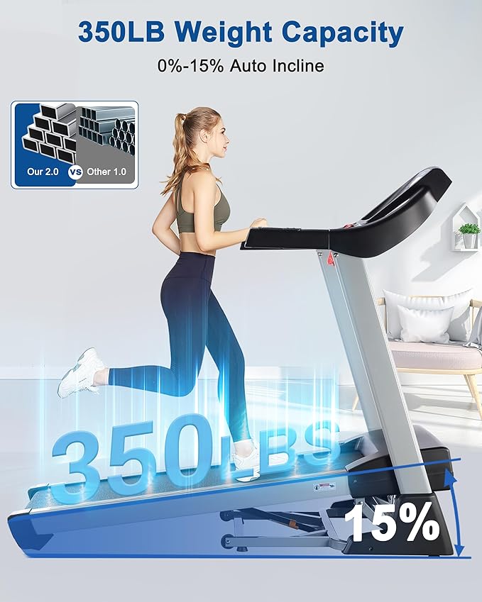 Treadmill with Auto Incline, BORGUSI Heavy Duty Treadmill for Home, Wide Belt