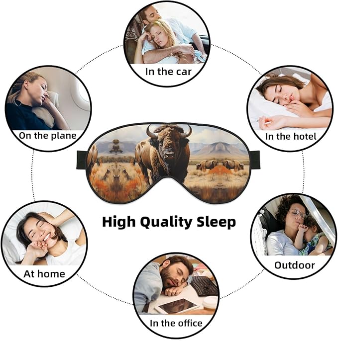 North American Bison Herd Head-Mounted Double-Sided Light-Blocking Sleeping Eye mask to Protect Eyes and Relieve Eye Fatigue