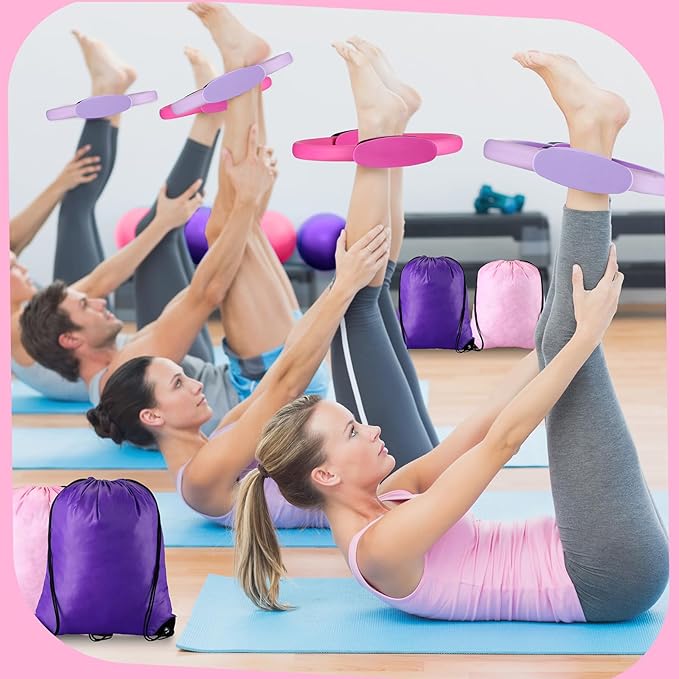 Poen Pilates Equipment Kit for Home Workout Pilates Ring and Ball Set for Women 12'' Circle Yoga Fitness Essentials Kit with Resistance Bands, Yoga Strap, Socks,Bag