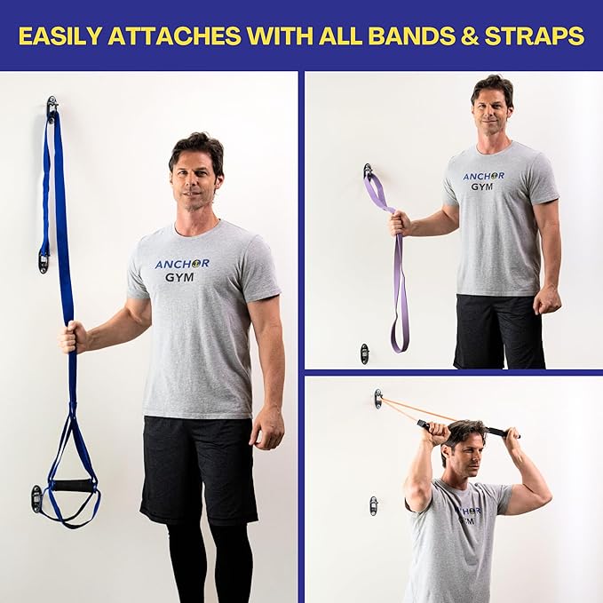 Anchor Gym Mini H1 (Set of 3) - Resistance Band Wall Anchors for Home Workouts | Wall Mount Anchor for Resistance Bands, Stretch Straps & Suspension Trainers