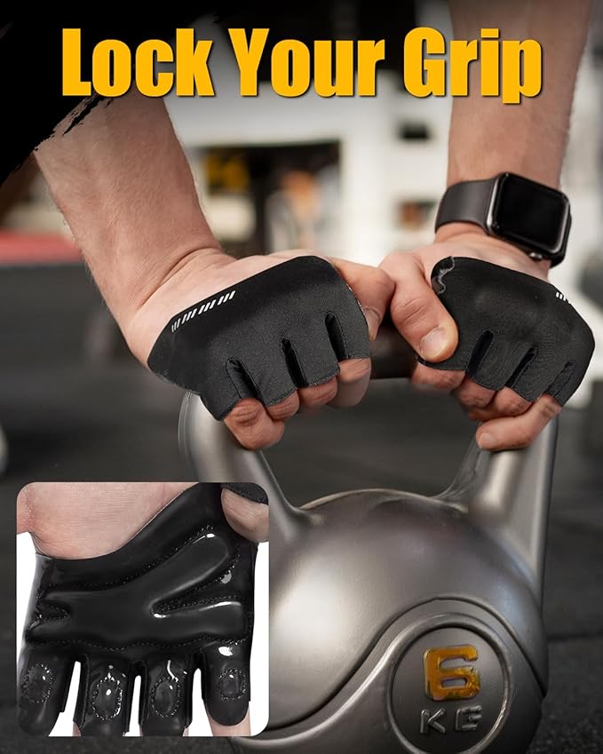 RIGWARL Weight Lifting Workout Gloves Men Women, Breathable Barehand Gym Gloves for Weightlifting Rowing Exercise Training Fitness Crossfit WODs