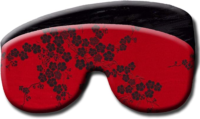 Handmade Weighted Sleep Eye Mask Yoga Pillow - Flax Seed Fill - Unscented - Red Moon Bloom - TEMF-RB